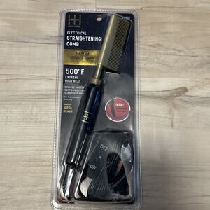 H&H Medium Wide Teeth Electrical Straightening Comb Black/Gold‎ NEW